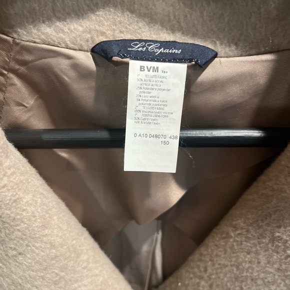 Les Copains Blue Beige Winter Coat Wool Blend Size 42 - Picture 7 of 9